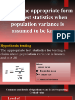 Population Variance Is Known