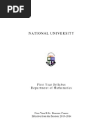 National University Department of Mathematics Syllabus