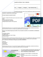 Avaliação de Ciências 7º Ano 1º Bimestre