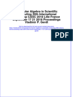 Computer Algebra in Scientific Computing 20th International Workshop CASC 2018 Lille France September 17 21 2018 Proceedings Vladimir P. Gerdt