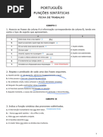 Português - Funções Sintáticas (Ficha de Trabalho)