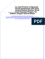 PDF Foundations and Practice of Security 8Th International Symposium Fps 2015 Clermont Ferrand France October 26 28 2015 Revised Selected Papers 1St Edition Joaquin Garcia Alfaro Ebook Full Chapter