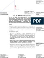 Auto Del TC Sobre Demanda Competencial Por El Congreso de La Republica Contra El Poder Judicial