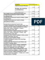 Puntos Electricos-Precio de Mano de Obra