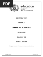 Free State Physical SC Grade 12 March 2021 QP and Memo