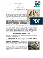 Tema 1: Evolución Origen de La Vida: Elaboración y Recopilación: Prof Julio Zúñiga Marín Undécimo Año