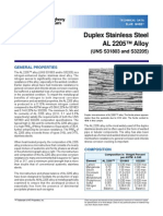 Duplex Stainless Steel AL 2205™ Alloy: (UNS S31803 and S32205)