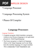 Compiler Design: - Language Processor - Language Processing System - Phases of Compiler