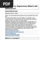 Manager Vs Supervisor