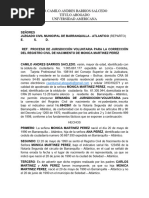 Demanda para Correccion de Registro Civil