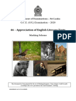 G.C.E OL Appreciation of English Literary Texts 2020 Marking Scheme