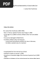 Advice To A Young Person Interested in A Career in The Law: - Justice Felix Frankfurter