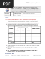 2PROFED04 Managing The Learning Environment - Worksheet # 8