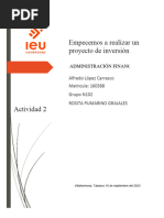 Actividad 2. Empecemos A Realizar Un Proyecto de Inversión