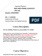 PHY 101 Work, Energy and Power