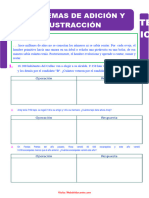 Fichas de Problemas de Adicion y Sustraccion