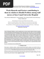 Work Hazards and Factors Contributing To Them in Relation To Health Problem Among Staff Nurses at Suez Canal University Hospital