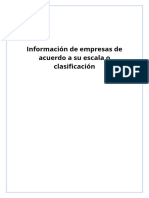 Información de Empresas de Acuerdo A Su Escala o Clasificación