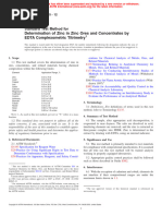 E945 Standard Test Method For Determination of Zinc in Zinc Ores and Concentrates by EDTA Complexometric Titrimetry (Withdrawn 2021)