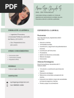 Curriculum CV Mujer Formal Moderno y Sencillo Verde