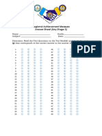 RAM Answer Sheet Key Stage 3