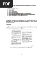 Primeros Distritos de Lima Metropolitana o Provincia de Lima. - Génesis.