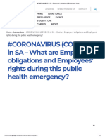 #CORONAVIRUS in SA - Employers' Obligations & Employees' Rights