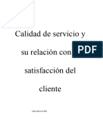 Calidad de Servicio y Su Relación Con La Satisfacción Del Cliente