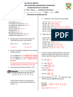 Exercícios de Revisão para AE (Números Inteiros e Racionais) - GABARITO