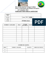 Planilla Inscripcion Futbol Sala