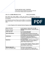 Kochi Metro Rail Limited: Advt. No: KMRL/HR/2023-24/15, Dated (31.10.2023)