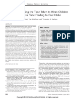 Variables Impacting The Time Taken To Wean Children From Enteral Tube Fedding To Oral Intake