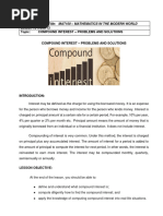 MMW Lesson 13 Week 13 Compound Interest Problems and Solutions