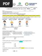 Aval. 1º Bim. Mat 8º Ano