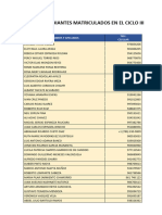 Lista de Estudiantes Matriculados en El Ciclo Iii