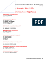 Geography of World Solved MCQs (For CSS, PMS, NTS) GK Paper - (Part-1)