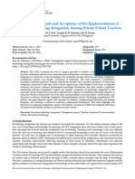 Management Support and Acceptance of The Implementation of Classroom Technology Integration Among Private School Teachers