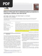 2009 - Influence of The Grain Size On Deleterious Phase Precipitation in Superduplex Stainless Steel UNS S32750