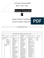 Planificación Marzo Abril Mayo Ciencias Naturales - 1ero