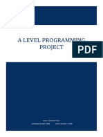 A Level Programming Project: Name: Charlotte Dillon Candidate Number: 2060 Centre Number: 14109