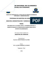 Influencia de La Calidad, Costo, y Diferenciación en La Competitividad de La Producción de Queso