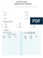 Examen Final Primero de Secundaria