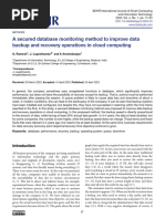 A Secured Database Monitoring Method To Improve Data Backup and Recovery Operations in Cloud Computing