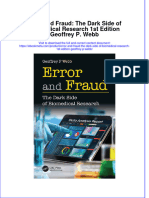 Error and Fraud The Dark Side of Biomedical Research 1St Edition Geoffrey P Webb Online Ebook Texxtbook Full Chapter PDF