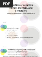 Valuation of Common Control Mergers, and Demergers