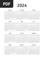 Black and White Simple Personal 2024 Year Calendar Planner - Organized