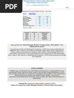 West Bengal Board of Secondary Exam. Results - 20