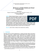 Analysis of The Effectiveness of Public Relations