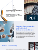 Economic Entrepreneurship and Sociological Entrepreneurship Theories