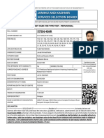 Admit Card JKSSB